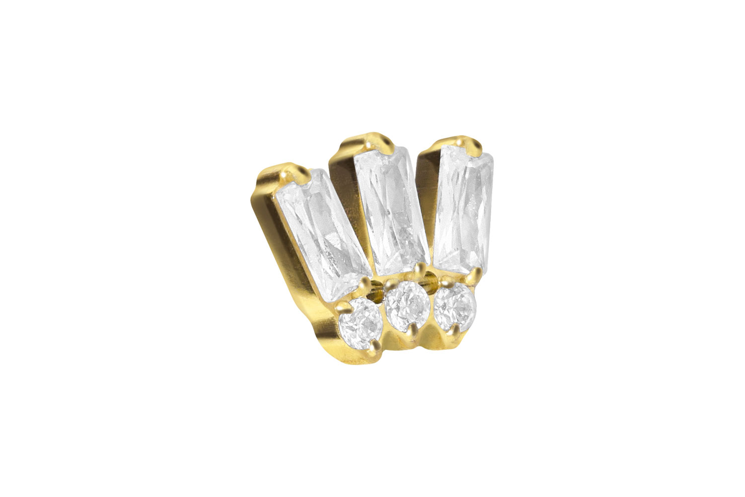 Titan Schraubaufsatz mit Außengewinde 6 EINGEFASSTE KRISTALLE von Piercingline